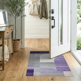 Purple Grey Geometric Arch Abstract Rug