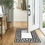 Geometric Modern Black and White Black White Greek Key Geometric Area Rug