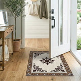 Cream Ornate Persian Medallion Area Rug