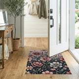 Blush Pink Cosmos Flowers Hearts Floral Rug