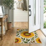 Yellow Vibrant Sunflower Pattern Area Rug