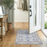 Blue Palm Floral Vintage Area Rug