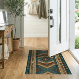 Teal Southwestern Geometric Runner Rug