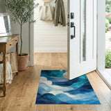 Moonlit Ocean Waves Blue Teal Area Rug