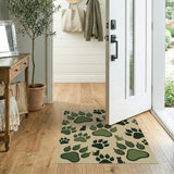 Playful Green Cat Paw Print Area Rug