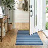 Navy Blue and White Striped Coastal Rug