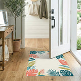 Vibrant Leaf Border Washable Area Rug