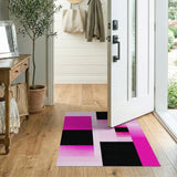 Bold Pink Black Geometric Area Rug