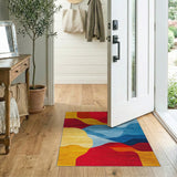 Multi-color and Patterns Vibrant Multi-Color Abstract Wave Area Rug
