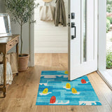 Smiling Surfboards on Blue Waves Area Rug