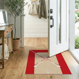 Red Border Baseball Diamond Area Rug