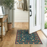 Floral Vintage Blue and Teal Blue Teal Floral Vintage Area Rug