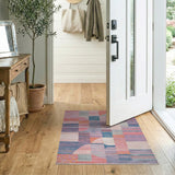 Vibrant Curved Geometric Multi-Color Area Rug