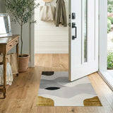 Gold Grey Abstract Wave Area Rug