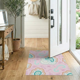 Whimsical Pink Teal Petal Butterfly Area Rug