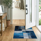 Geometric Modern Blue and Teal Navy Blue Geometric Modern Area Rug
