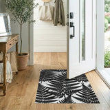 Vintage Black Fern Fronds Area Rug