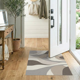 ODIKA Washable Abstract Wave Rug - Modern Neutral Low Pile Area Rug, Non-Slip & Pet Friendly