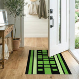 Green Green Geometric Block Modern Area Rug