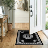 Traditional Persian Elegant Black White Mandala Area Rug