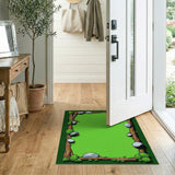 Cartoon Forest Log Frame Green Area Rug