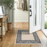 Ornate Floral Baroque Border Area Rug