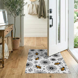 Whimsical Bees Daisies Pattern Area Rug