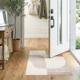 Beige Neutral Abstract Curve Area Rug