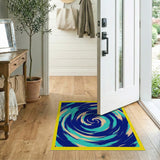 Swirling Navy Teal Abstract Area Rug