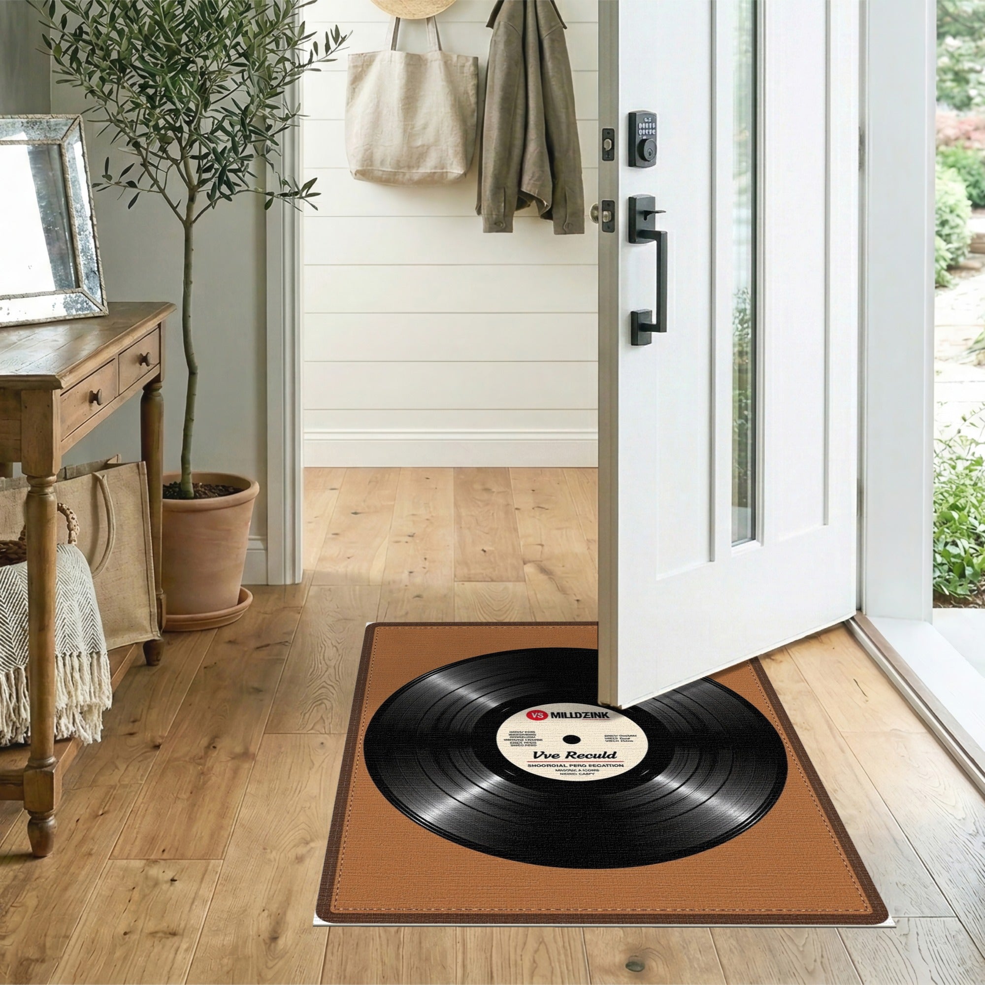 Vintage Vinyl Record Brown Area Rug