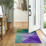 Teal Green Purple Geometric Modern Rug