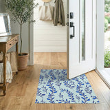 Blue Leaf Pattern Area Rug