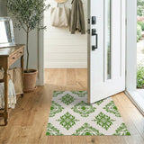 Green Floral Vintage Elegant Green Damask Floral Area Rug