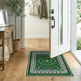 Nordic Gnome Mandala Green Area Rug