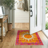 Radiant Sun Face Heritage Tribal Rug