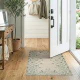 Vintage Green Butterfly Beetle Leaf Beige Area Rug