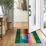 Vibrant Multi-Color Geometric Striped Area Rug