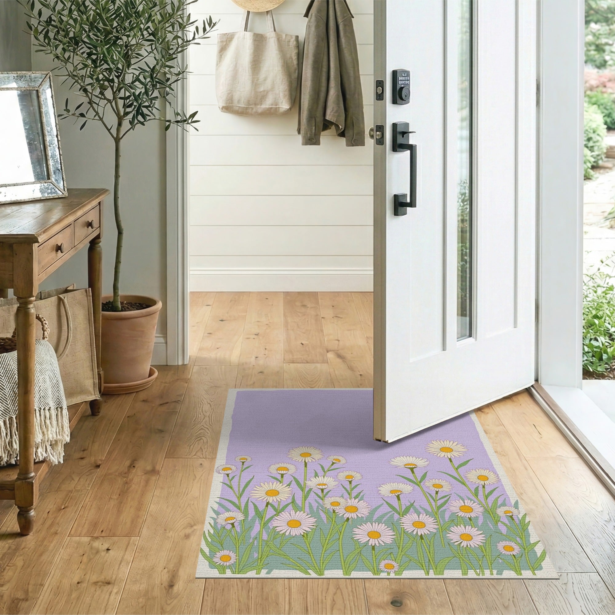 Purple Daisy Meadow Floral Area Rug