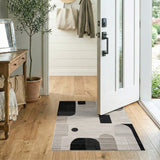 Bold Abstract Geometric Black White Area Rug