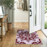 Ornate Pink Maroon Mandala Rug