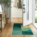 Emerald Teal Gold Abstract Wave Area Rug