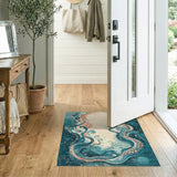 Blue Teal Abstract Tentacle Area Rug