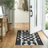 Black White Geometric Tribal Diamond Rug