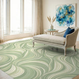 Green Sage Green Swirl Abstract Area Rug
