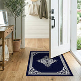 Ornate Navy Blue Filigree Area Rug