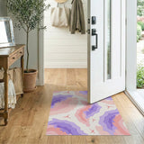 Abstract Pink Purple Layered Wave Area Rug