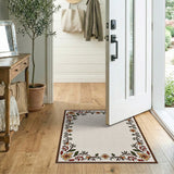 Multi-color and Patterns Ornate Floral Vine Border Area Rug