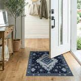 Southwestern Navy Blue Southwestern Geometric Area Rug