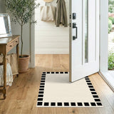Geometric Modern Black Geometric Border Area Rug