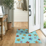 Playful Cartoon Stars Maze Area Rug